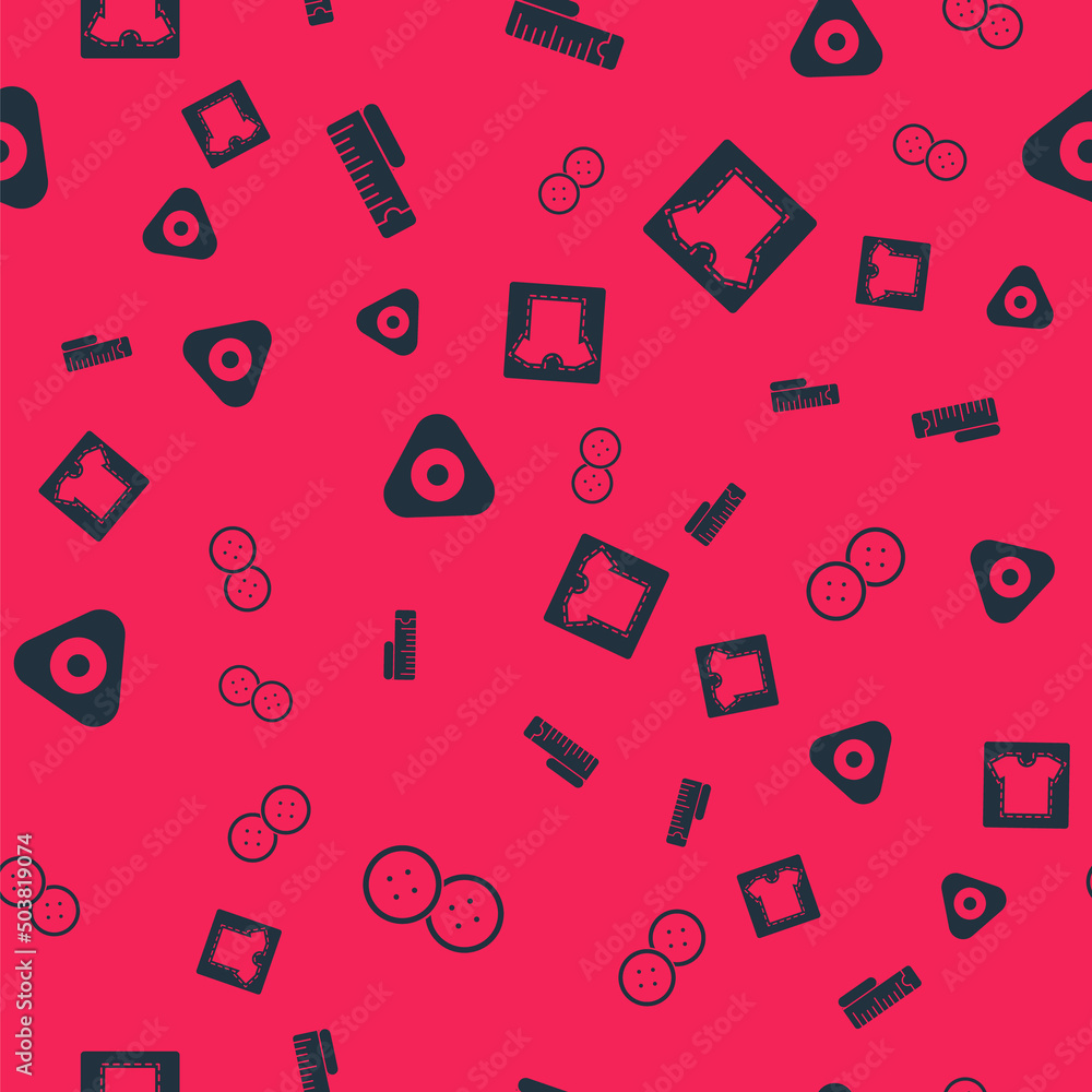 Set Sewing button, Tape measure, chalk and pattern on seamless pattern. Vector Set Sewing button, Tape measure, chalk and pattern on seamless pattern. Vector