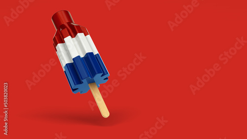 Shiny Red White Blue 3d Bomb Pop Popsicle Isolated on Red