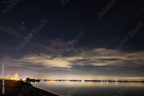 Night view of the coast of Titusville, Florida photo