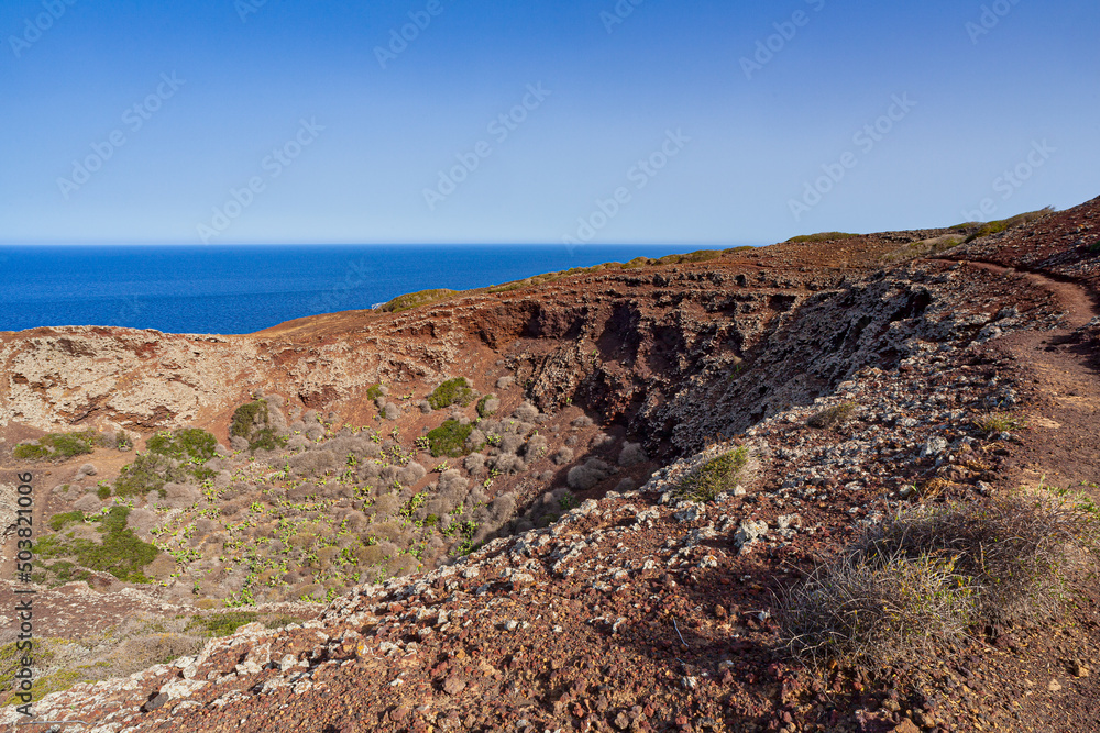 Obraz premium Sea view of Linosa sea on the top of the Volcano Monte Nero
