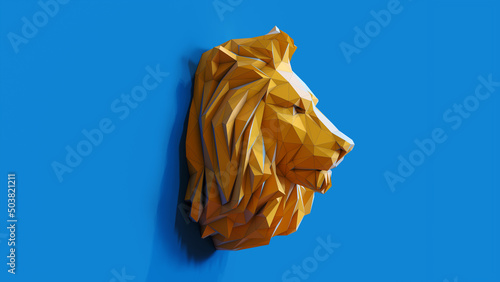Low poly lion head papercraft photo