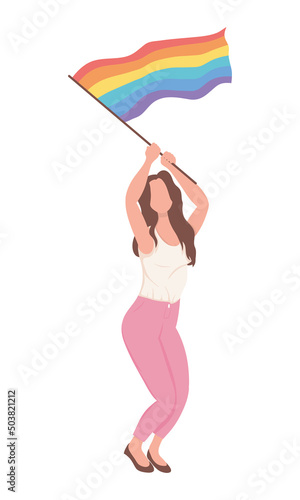 lesbian waving lgbtq flag