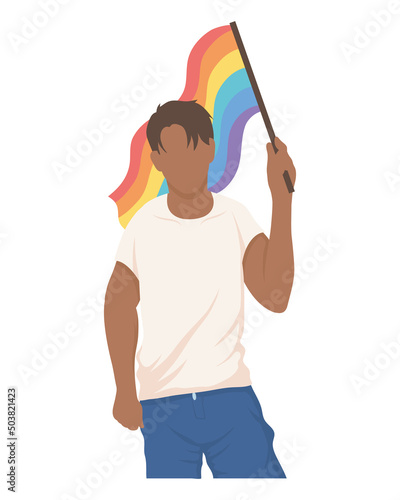 afro gay with lgbtq flag