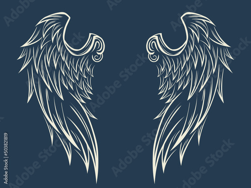 Angel wings tattoo vector