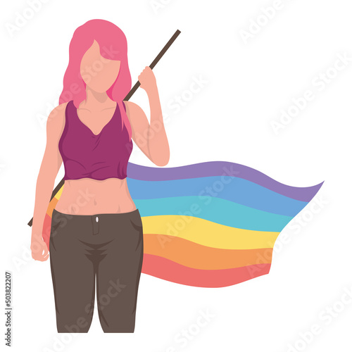 woman waving lgbtq flag