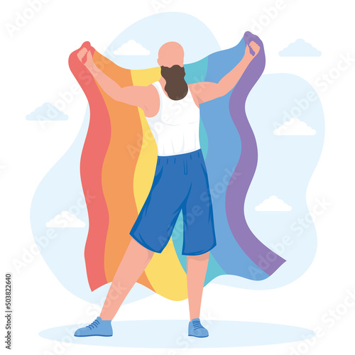 man with lgbtq flag