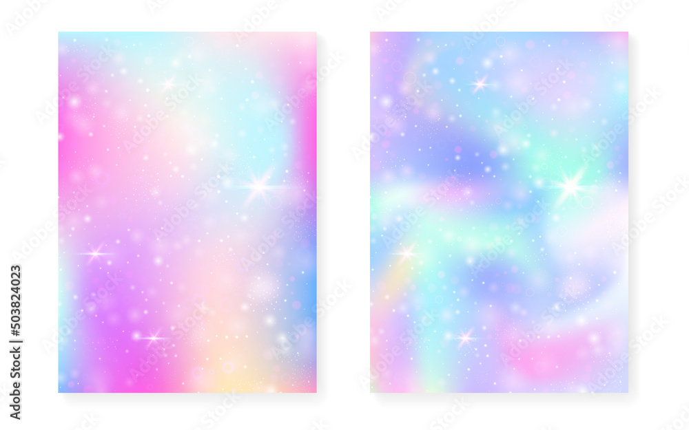 Rainbow background with kawaii princess gradient. Magic unicorn hologram. Rainbow background with kawaii princess gradient. Magic unicorn hologram.