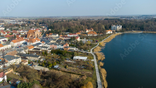 View on Kornik city in Wielkopolska region  Poland from above