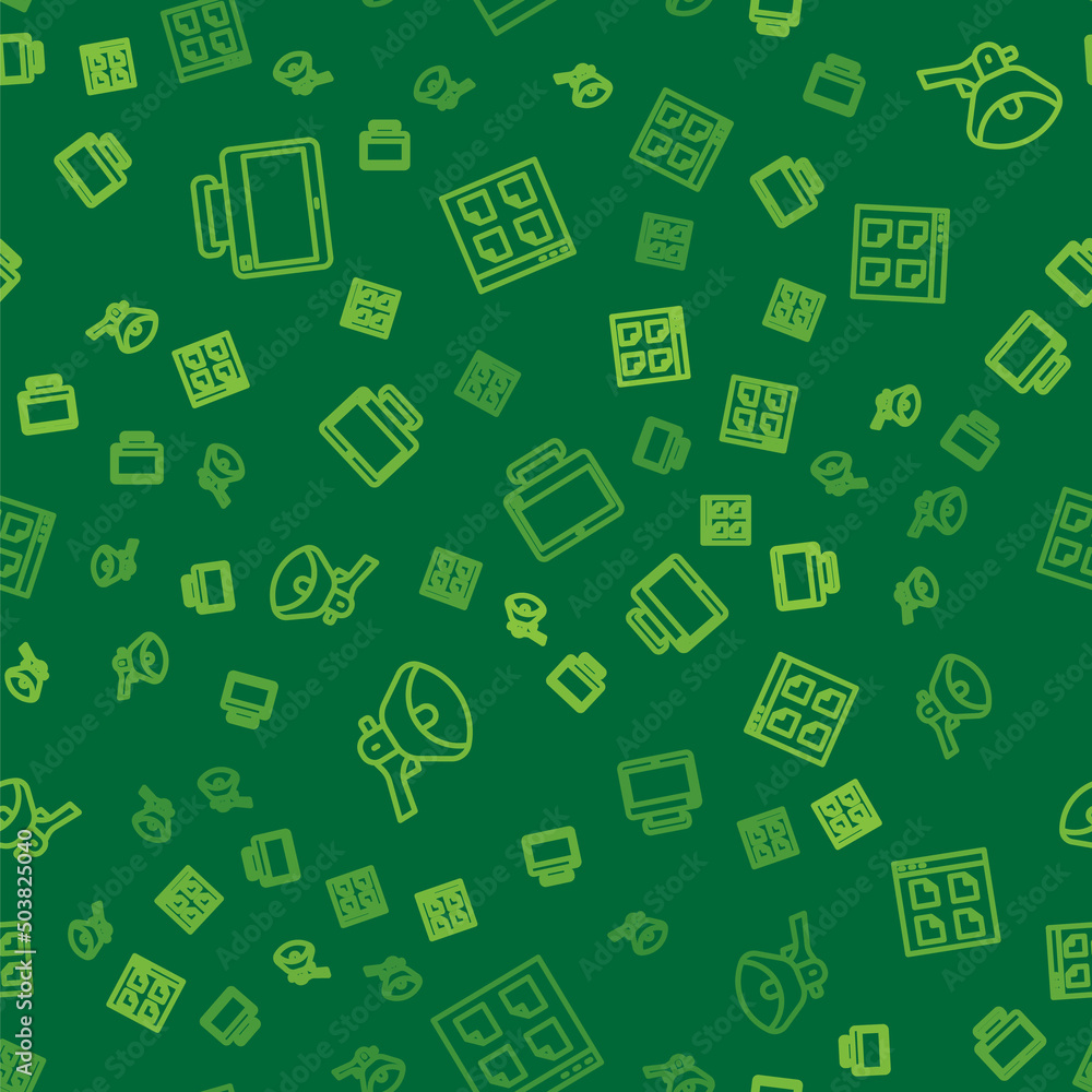 Set line Computer monitor, Megaphone and Browser files on seamless pattern. Vector Set line Computer monitor, Megaphone and Browser files on seamless pattern. Vector