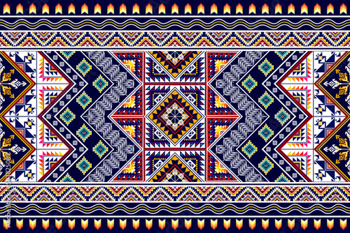 Ikat ethnic seamless pattern design. Aztec fabric carpet mandala ornaments textile decorations wallpaper. Tribal boho native ethnic turkey traditional embroidery vector background 