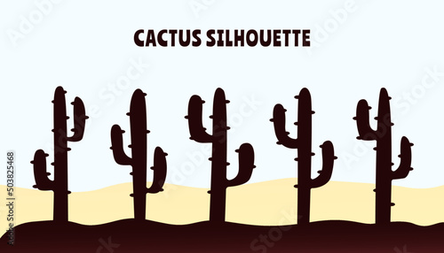 Black cactus silhouettes, Cactus vector, illustration of a cactus, Set of cactus in black silhouette style