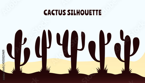 illustration of a cactus, Set of cactus in black silhouette style, Black cactus silhouettes, Cactus vector