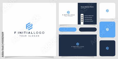 f initial logo business card template