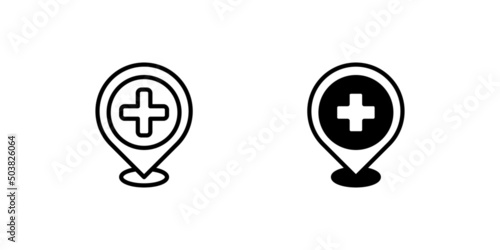 the icon of the location of the hospital, a place for sick people, the right place for us to contemplate the health that Allah has given. suitable for use in presentations, web and mobile applications