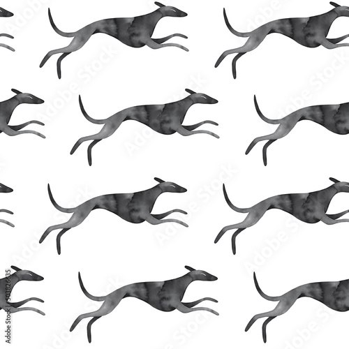 Valokuva Seamless repeatable pattern of stylized running dog silhouette