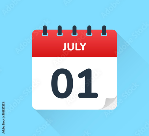 July 01 - The first of July - Calendar icon.