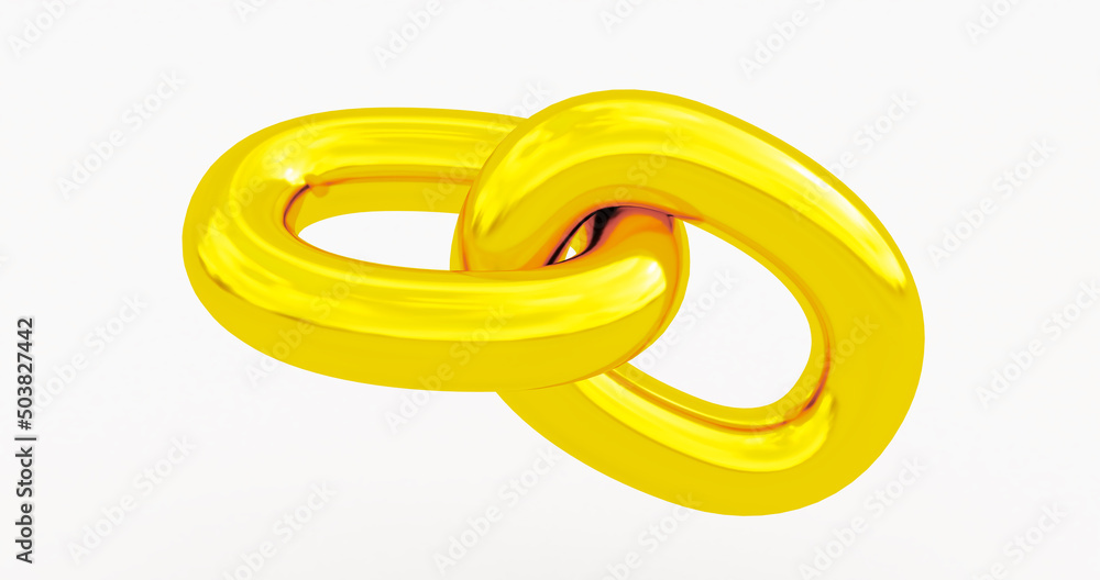 Realistic 3d Detailed Golden Chain, Golden chain over white background., 3D render Realistic 3d Detailed Golden Chain, Golden chain over white background., 3D render