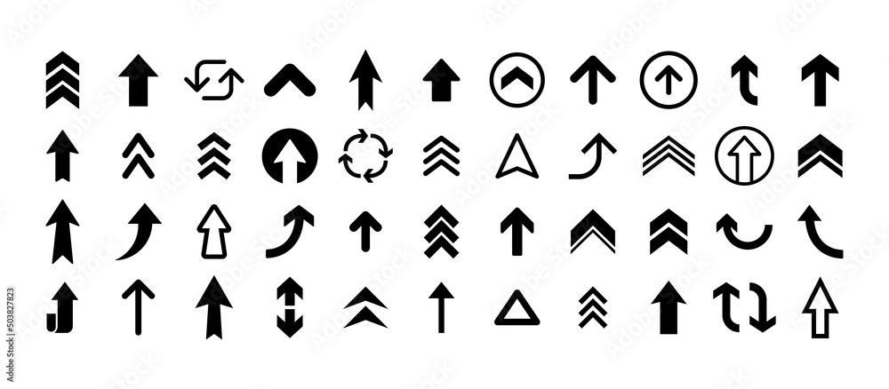 Arrows vector collection. Set of arrow pictogram variations. Simple icons. Arrows vector collection. Set of arrow pictogram variations. Simple icons.