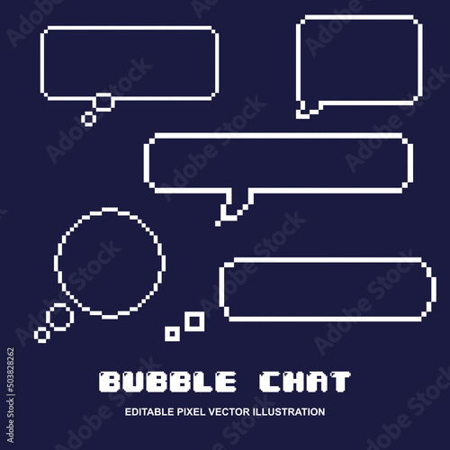 Set of bubble chat icon in pixel style vector illustration