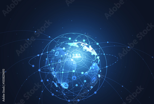 Global network connection. World map point and line composition concept of global business. Vector Illustration