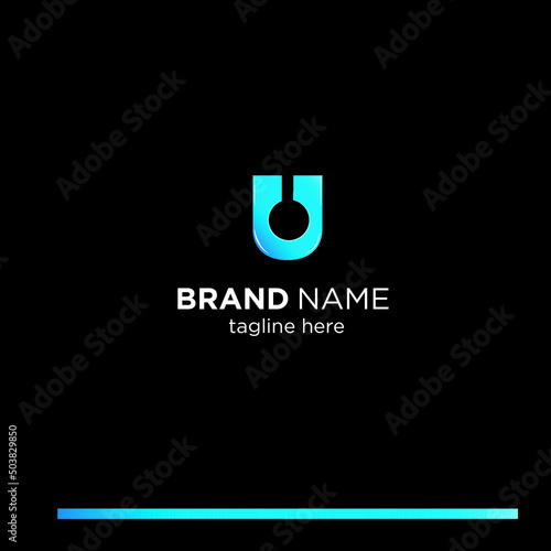 technology type logo letter you and tech icon combination logo design 