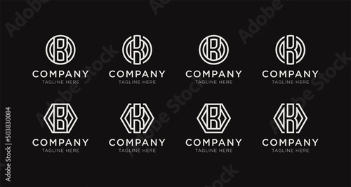 Set of letter B monogram logo design bundle. The logo can be used for any company business.