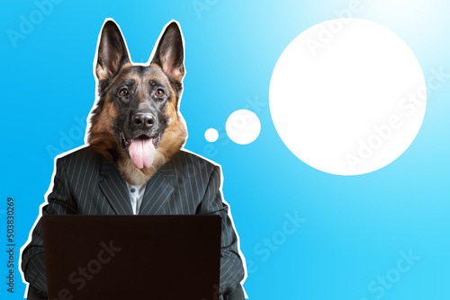 Dog in a human costume. Ger...