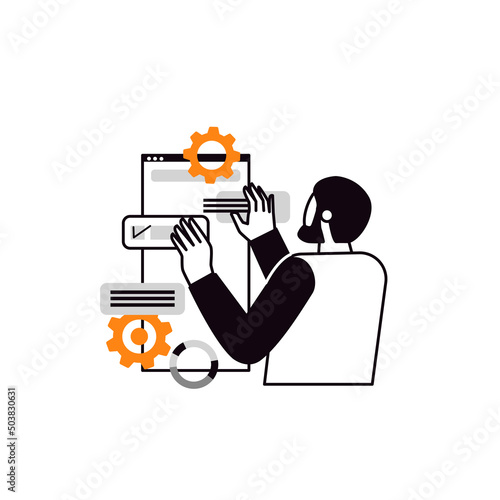 Business Concept illustrations. Data analytics. Character analysis. Business activity. Perfect for web design, banner, mobile app, landing page, vector flat design.