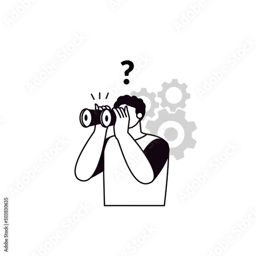 Business Concept illustrations. The concept of the search, Searching for opportunities, solutions, new business ideas. Perfect for web design, banner, mobile app, landing page, vector flat design.