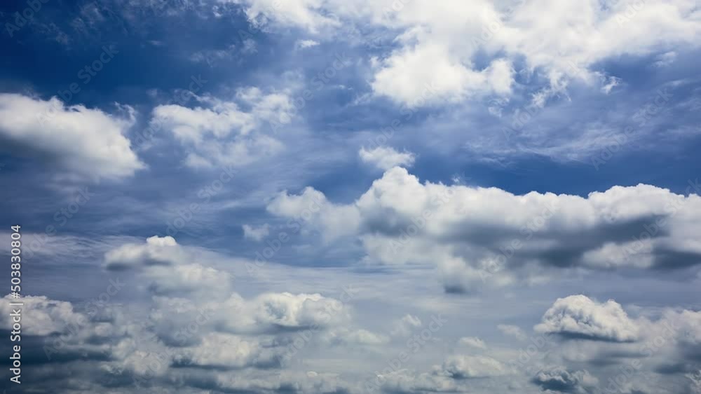 Fast moving white clouds on the blue sky. 4K sky cloud time lapse. Fast moving white clouds on the blue sky. 4K sky cloud time lapse.