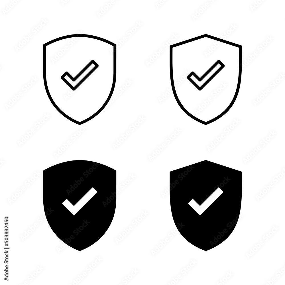 Shield check mark icons vector. Protection approve sign. Insurance icon Shield check mark icons vector. Protection approve sign. Insurance icon