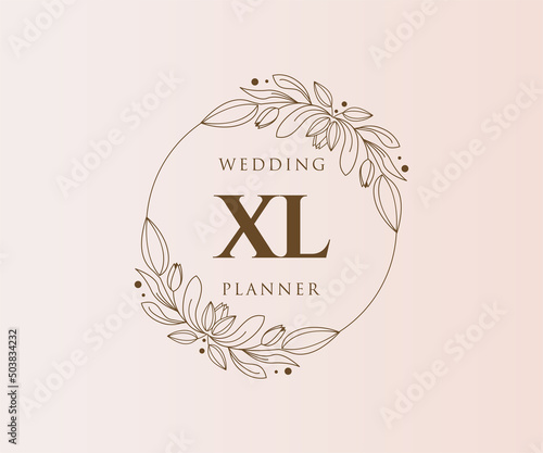 XL Initials letter Wedding monogram logos collection, hand drawn modern minimalistic and floral templates for Invitation cards, Save the Date, elegant identity for restaurant, boutique, cafe in vector