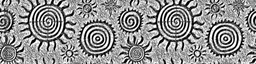 Ethnic background, sun symbols. Seamless border, vector design.