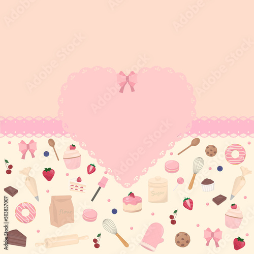 Sweet template with bakery pattern and copy space