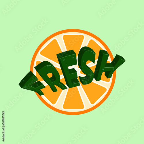 fresh orange logo eith 3d text style