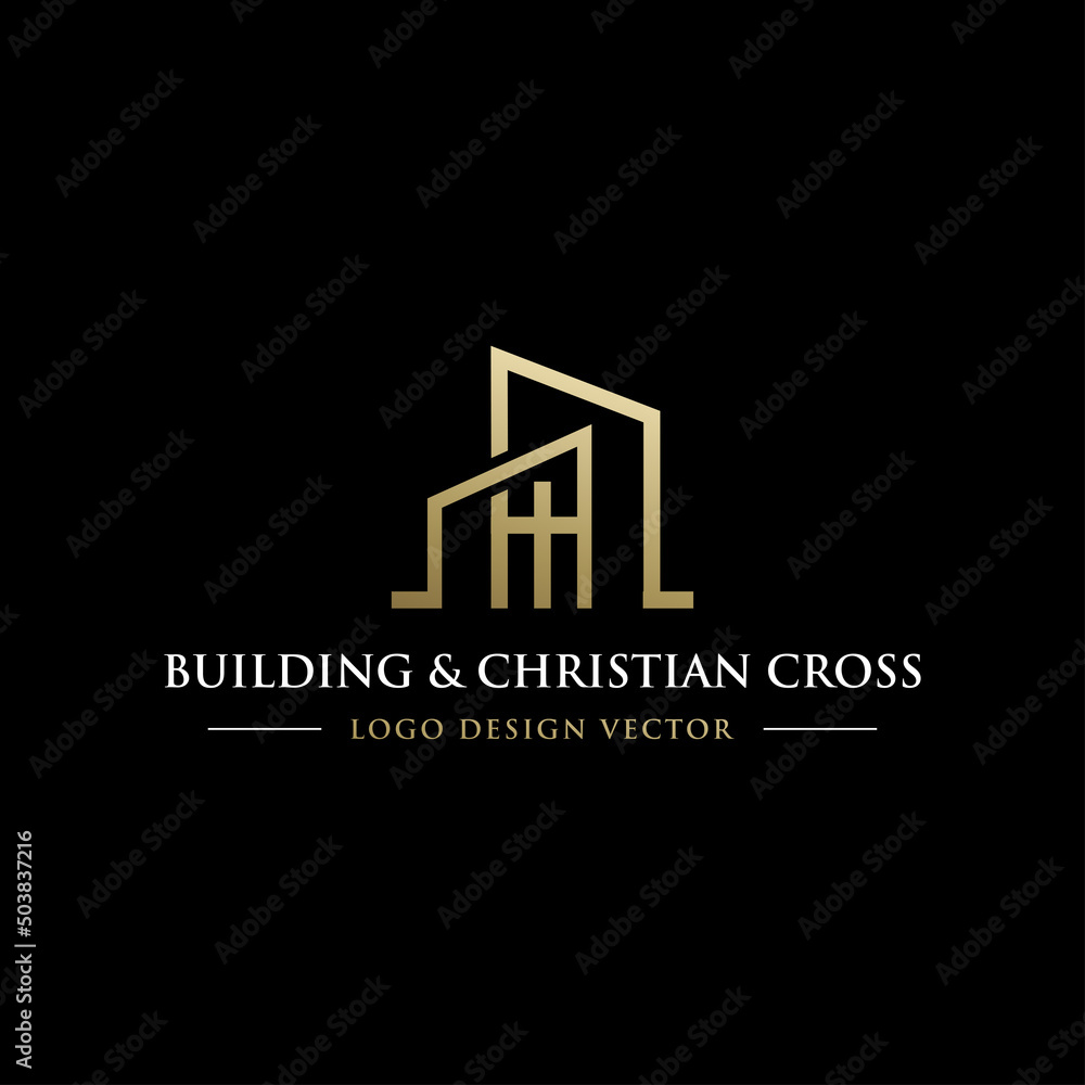 BUILDINGS AND CHRISTIAN CROSS LOGO DESIGN