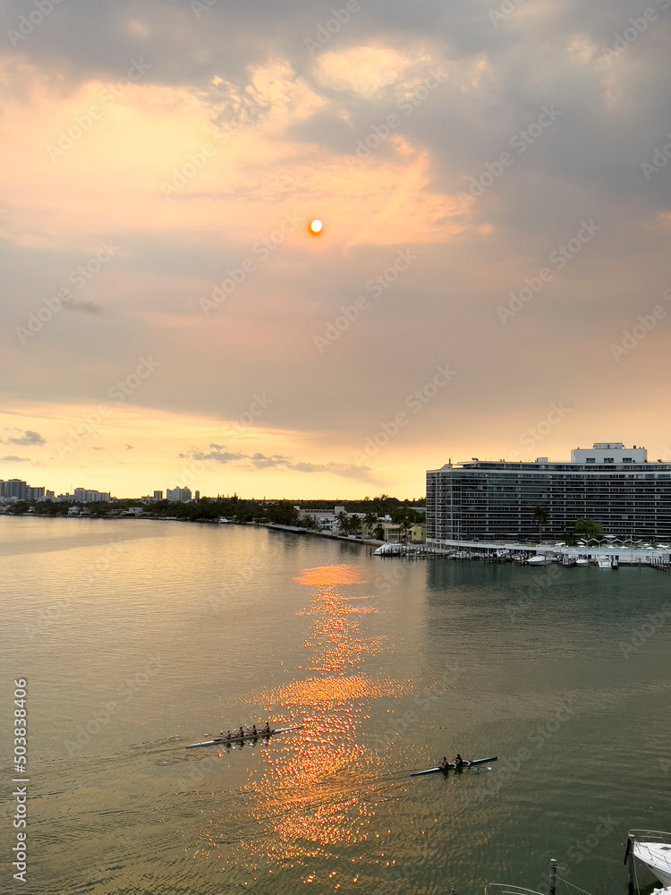 Fototapeta premium sunset over the river