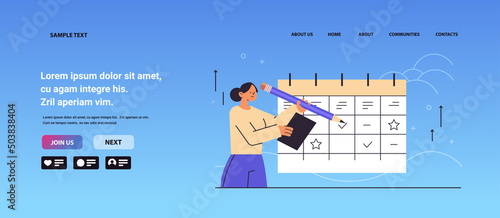 businesswoman planning content organizing working process business meeting events organizing