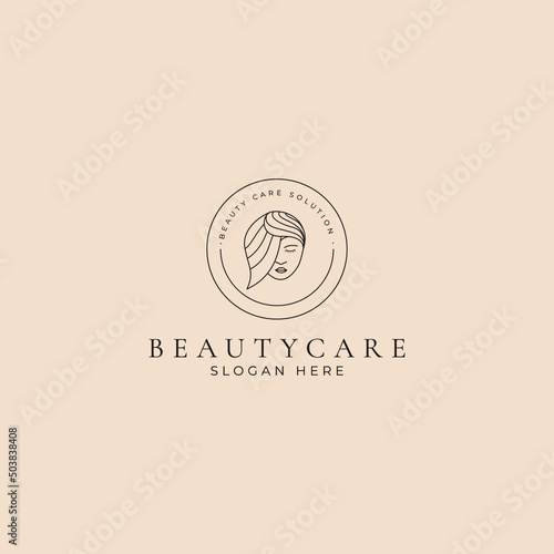 Beauty women minimalis simple logo template