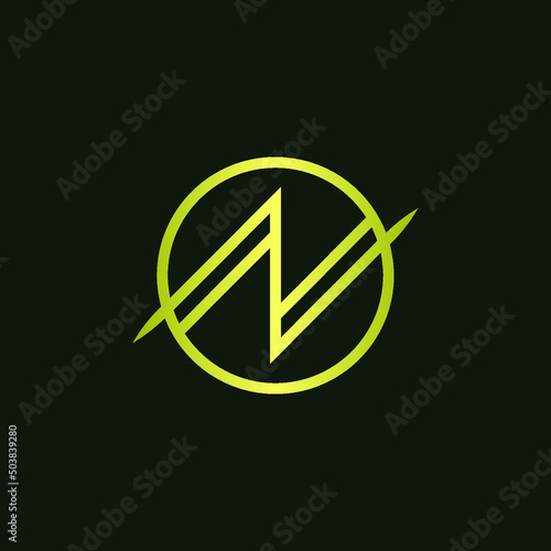 Circle with letter N Logo template