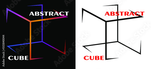 abstract minimal cube logo of lines in two versions