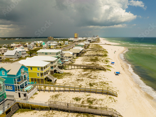 Fotografie Aerial photo luxury beachfront homes in Gulfshores Alabama