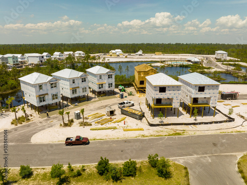 New homes on stilts being built in Gulf Shores Orange Beach Alabama
