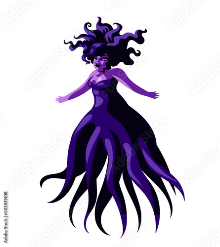 sea octopus mermaid girl cartoon
