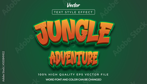 Jungle Adventure editable text effect vector illustration