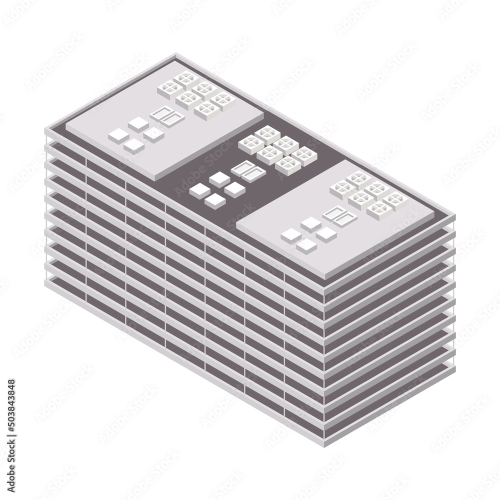 modern isometric gray building modern isometric gray building