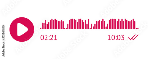 Recording of audio message template. UI element of audio record for smartphones. Vector illustration isolated in white background