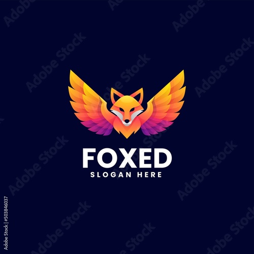 Vector Logo Illustration Fox Gradient Colorful Style.