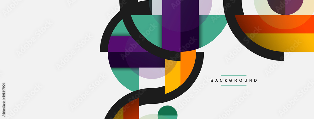 Round geometric shapes lines and circles. Vector template for wallpaper banner background or landing page Round geometric shapes lines and circles. Vector template for wallpaper banner background or landing page
