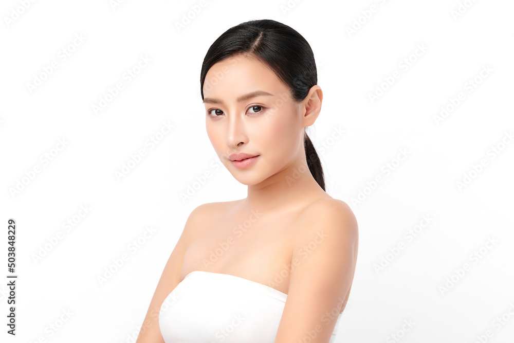 Beautiful young asian woman with clean fresh skin on white background, Face care, Facial treatment, Cosmetology, beauty and spa, Asian women portrait. Beautiful young asian woman with clean fresh skin on white background, Face care, Facial treatment, Cosmetology, beauty and spa, Asian women portrait.